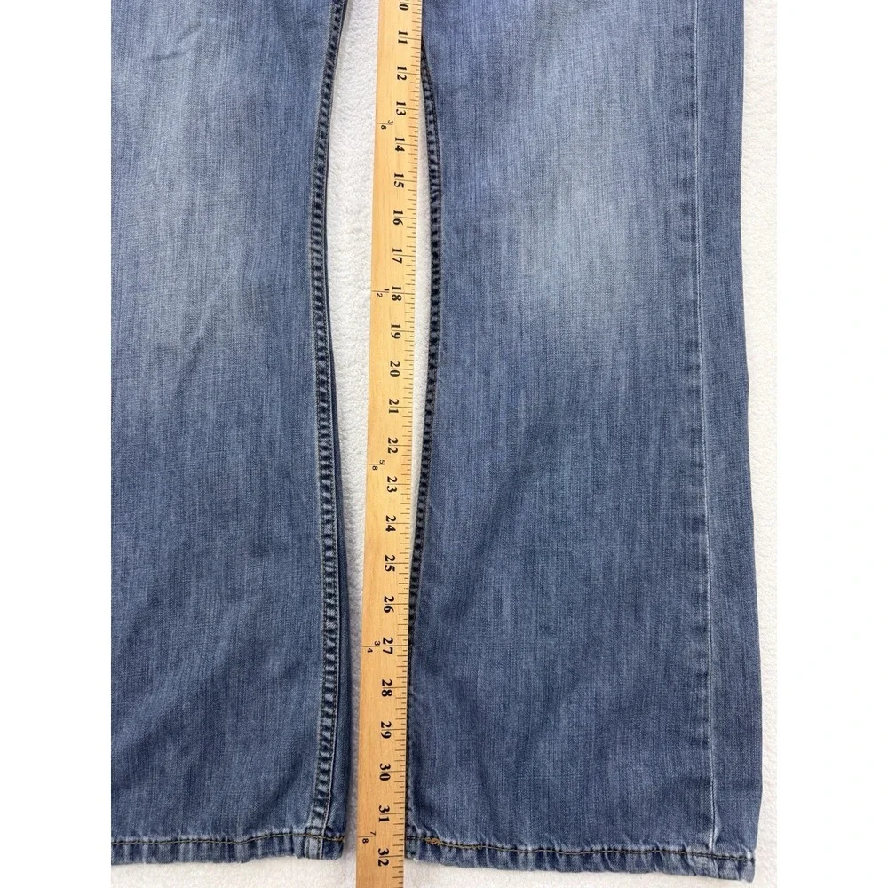 Levis 527 Jeans Men 36x32 Blue Slim Boot Distressed Whisker Denim Cowboy Western